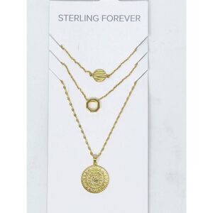 NEW Sterling Forever 14K Gold Plated Mixed Pendant Layered Multi-Strand Necklace